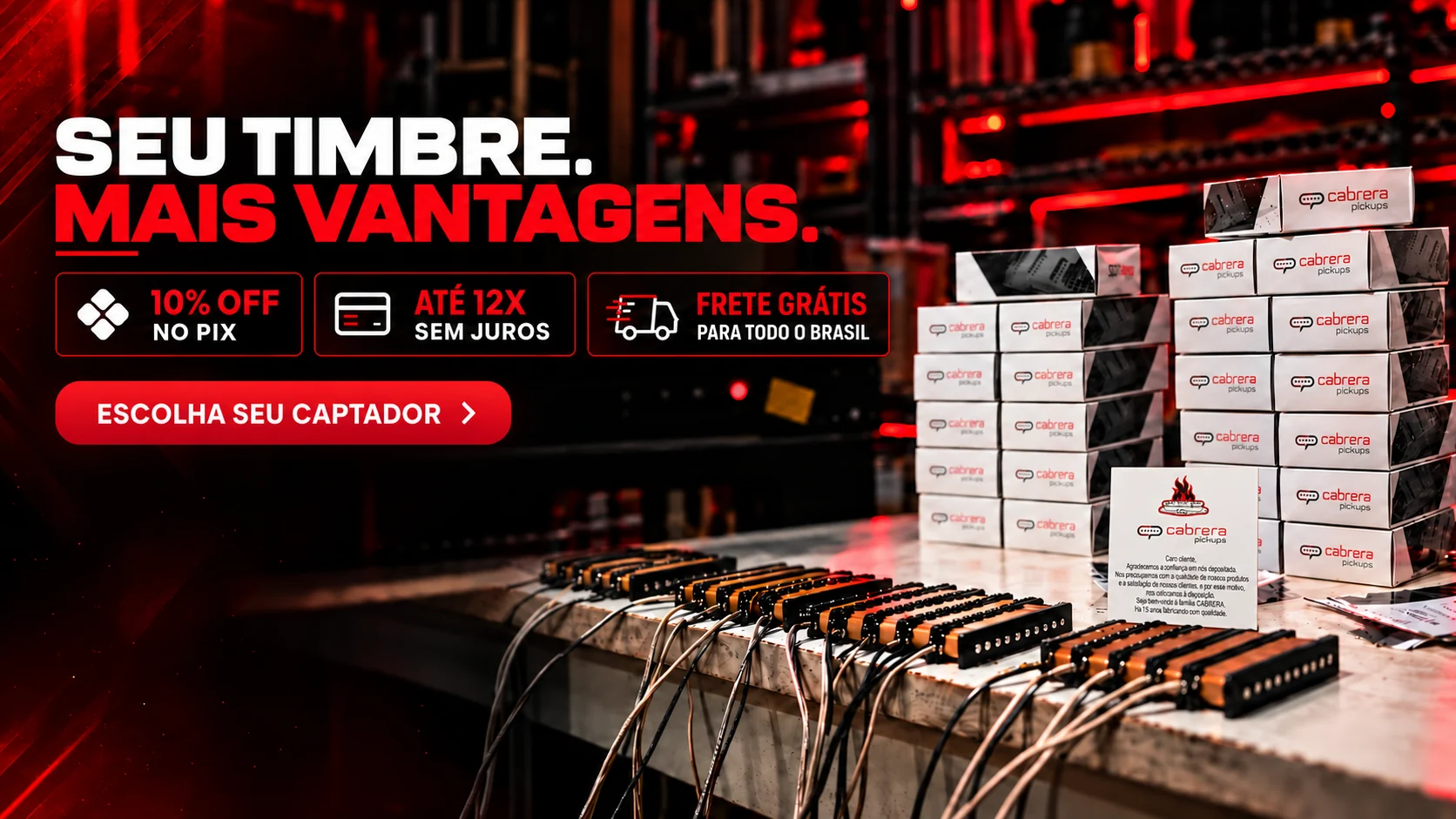 Cabrera Pickups 10% OFF no Pix, ate 12x sem juros e frete gratis para todo o Brasil